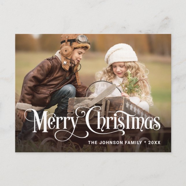 Modern Merry Christmas Holiday PHOTO Postcard (Front)