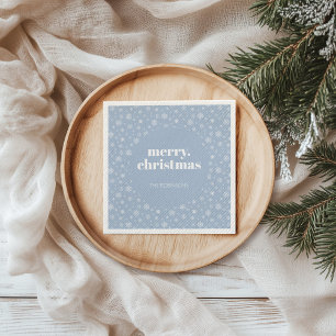 Modern Merry Christmas Holiday Snowflake Dustyblue Napkin