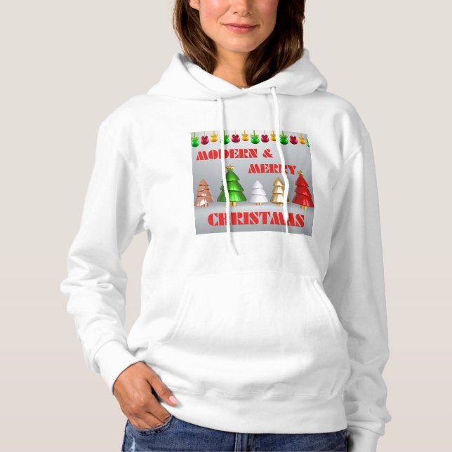 Modern Merry Christmas Hoodie - Holiday Style (Front)