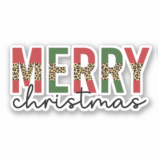 Modern Merry Christmas Leopard Print Typography (Front)