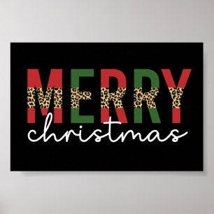 Modern Merry Christmas Leopard Print Typography