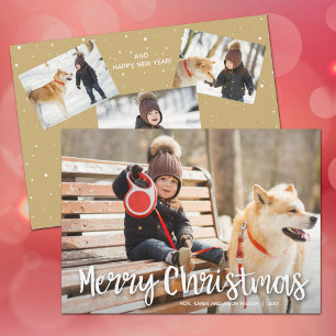 Modern Merry Christmas Multiple Photo Holiday Card
