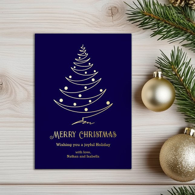 Modern Merry Christmas Navy Blue Gold  (Creator Uploaded)