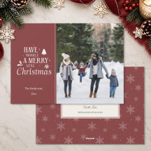 Modern Merry Christmas One Photo Card