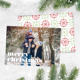 Modern Merry Christmas One Photo Holiday Card