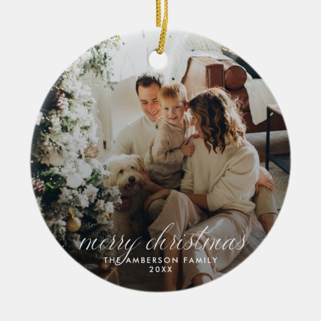 Modern Merry Christmas Ornament (Front)