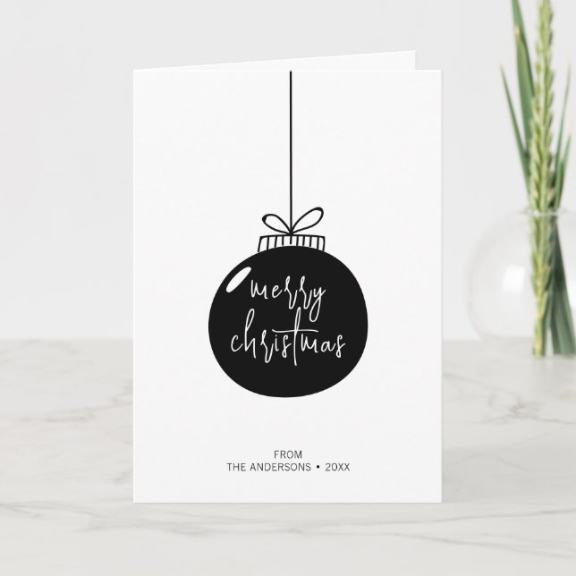 Modern Merry Christmas Ornament Holiday Card (Front)