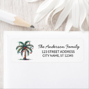 Modern Merry Christmas Palm Tree Return Address   