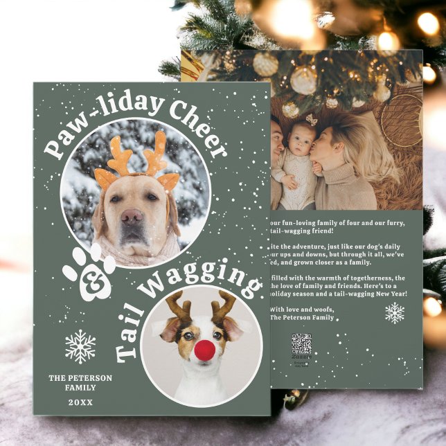 Modern merry Christmas pawliday pets fun 3 photos Holiday Card (Modern merry Christmas pawliday pets fun 3 photos Holiday Card)