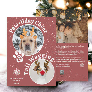 Modern merry Christmas pawliday pets fun 3 photos Holiday Card