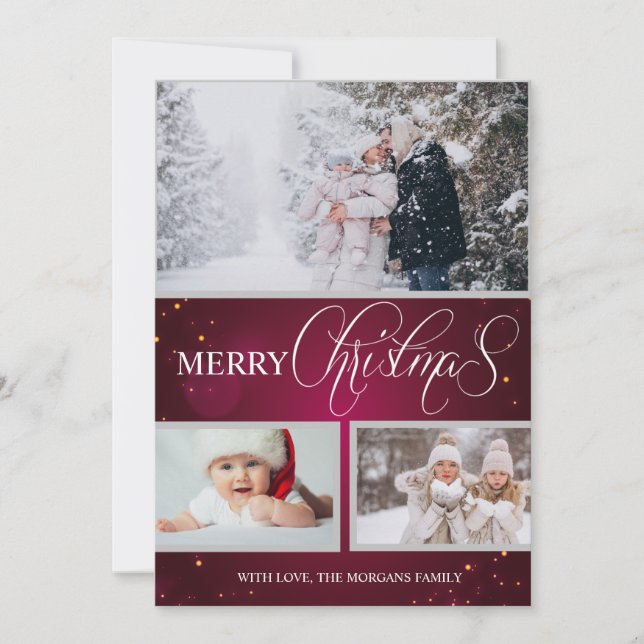Modern Merry Christmas Photo Announcement (Front)