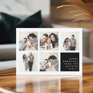 Modern Merry   Christmas Photo Collage Card