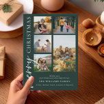 Modern Merry Christmas Photo Collage Holiday Card<br><div class="desc">Merry Christmas ! Send your warm wishes to friends and family this holiday season with a customisable photo collage Christmas card featuring simple modern typography. Personalise by adding your custom photos,  names,  year and other details. This minimal Christmas card is available in other colours and cardstock.</div>