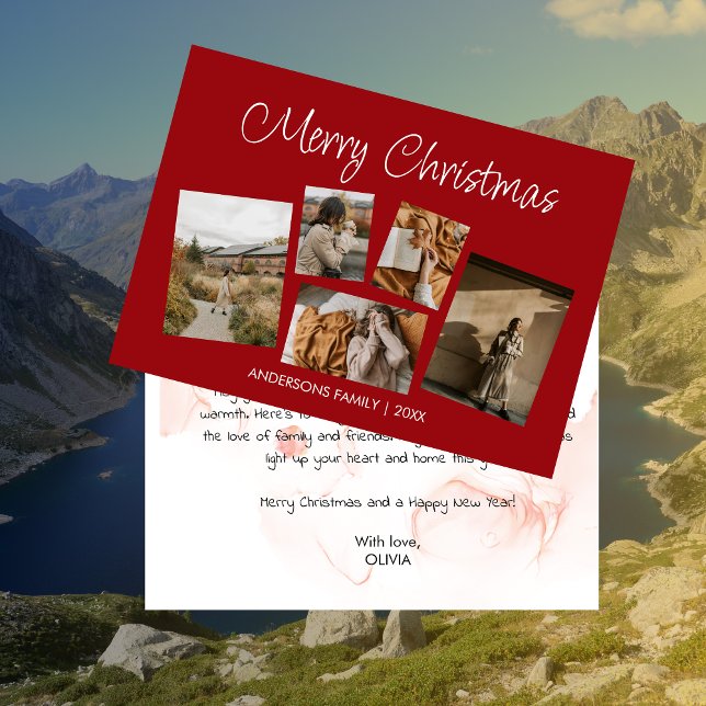 Modern Merry Christmas Photo Collage Holiday Card (Modern Merry Christmas Photo Collage Holiday Card)