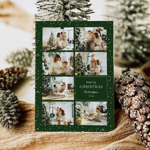 Modern Merry Christmas Photo Collage Holiday Card