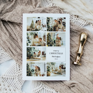 Modern Merry Christmas Photo Collage Holiday Card