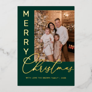 Modern Merry Christmas Photo Foil Holiday Card