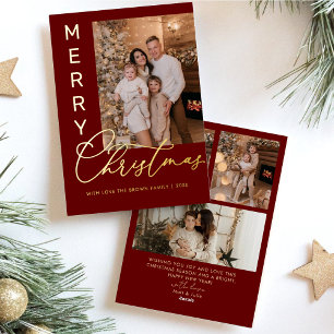 Modern Merry Christmas Photo Foil Holiday Card