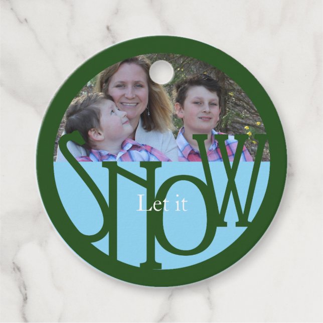 Modern Merry Christmas Photo Gift Tag (Front)