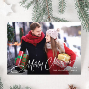 Modern Merry Christmas PHOTO Greeting Holiday Card