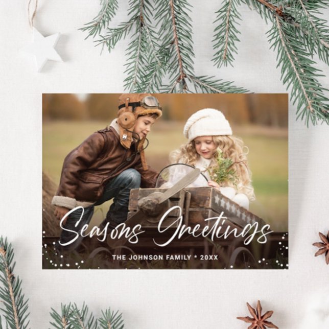 Modern Merry Christmas PHOTO Greeting Holiday Card (Customizable Christmas holiday greeting photo card.)