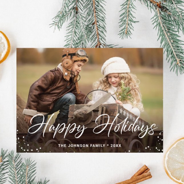 Modern Merry Christmas PHOTO Greeting Holiday Card (Customizable Christmas holiday greeting photo card.)
