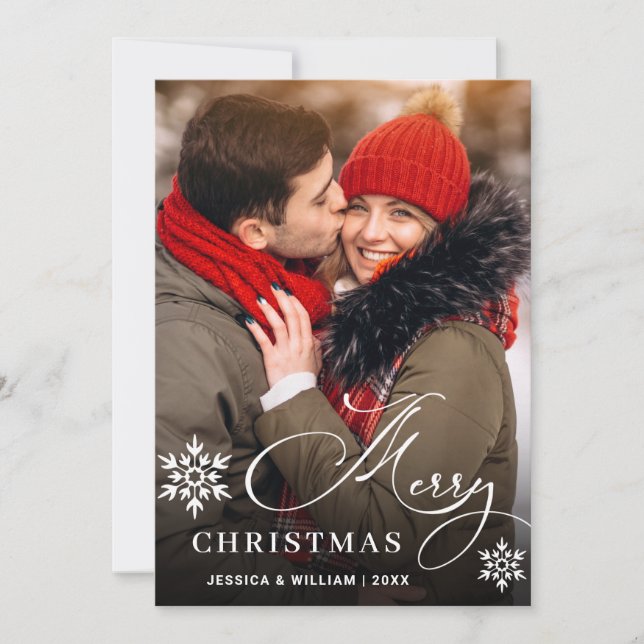 Modern Merry Christmas PHOTO Greeting Holiday Card (Front)