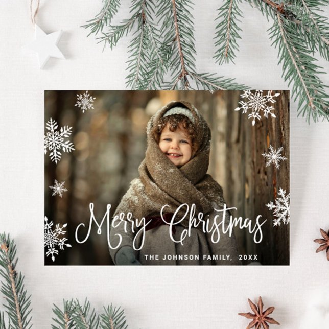 Modern Merry Christmas PHOTO Greeting Holiday Postcard (Creator Uploaded)