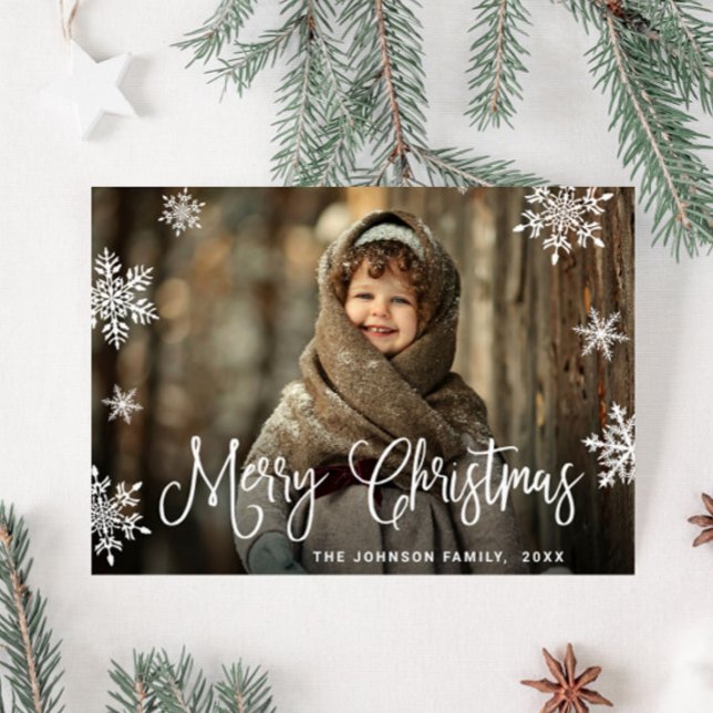 Modern Merry Christmas PHOTO Greeting Holiday Postcard (Creator Uploaded)