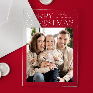 Modern Merry Christmas Photo Holiday Acrylic Invitations