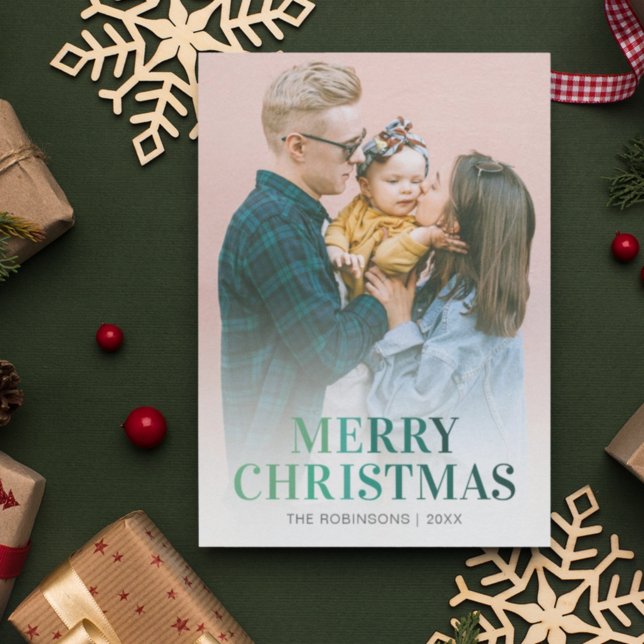 Modern Merry Christmas Photo Holiday Card (Creator Uploaded)