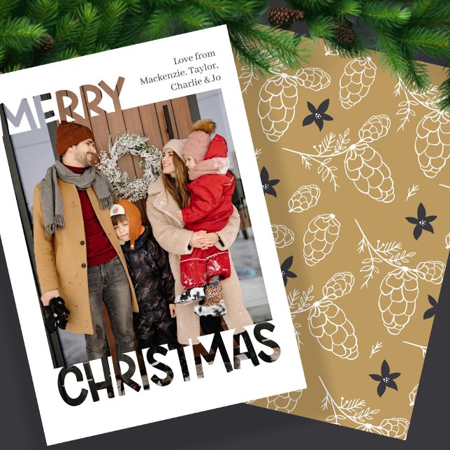 Modern Merry Christmas Photo Personalized Holiday Card (Modern Merry Christmas Photo Personalized Holiday Card from Ricaso. Add your own photograph & text
)