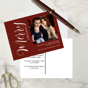 Modern Merry Christmas Photo Postcard Minimalist