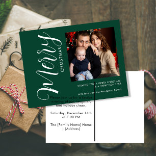 Modern Merry Christmas Photo Postcard Minimalist