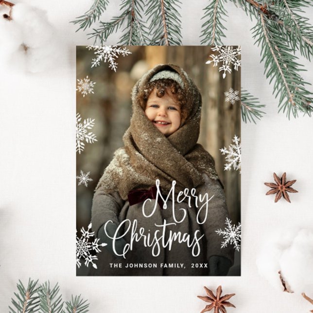 Modern Merry Christmas PHOTO QR code Holiday Card (Creator Uploaded)