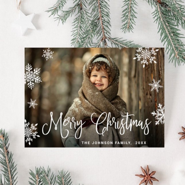 Modern Merry Christmas PHOTO QR code Holiday Card (Creator Uploaded)