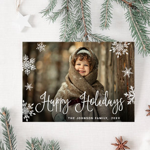 Modern Merry Christmas PHOTO QR code Holiday Card