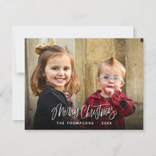 Modern Merry Christmas Photo Signature Script Holiday Card
