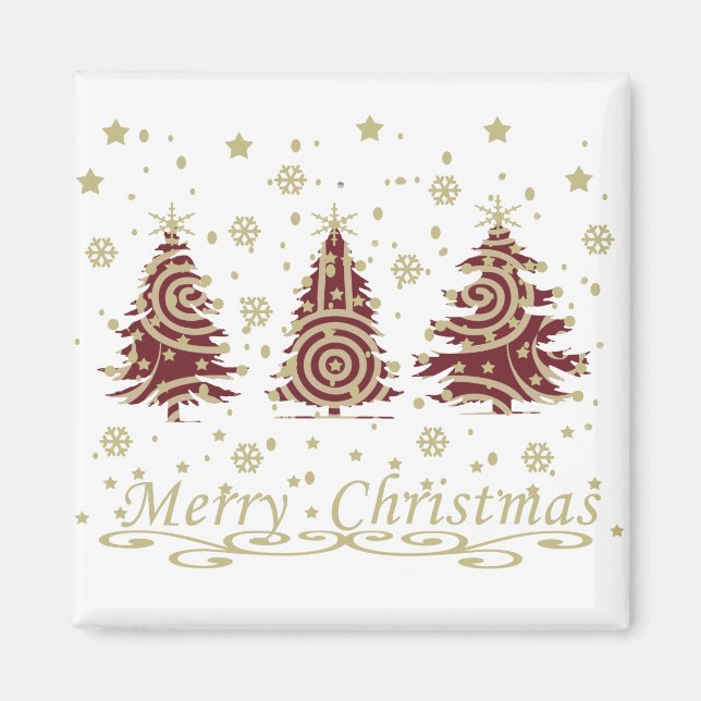 modern merry christmas pine tree decor magnet (Front)