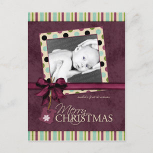 Modern Merry Christmas Polka Dots Postcard