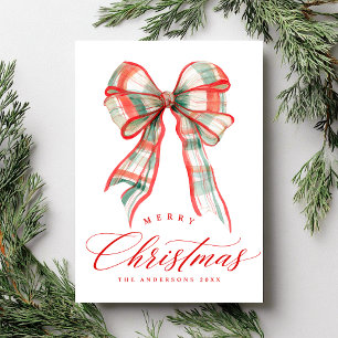 Modern Merry Christmas Red Green Holiday Card