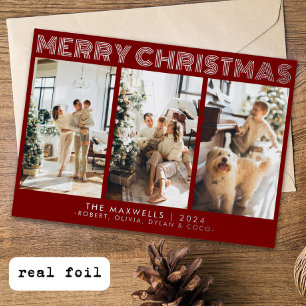 Modern Merry Christmas Red Photo