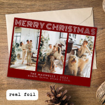 Modern Merry Christmas Red Photo