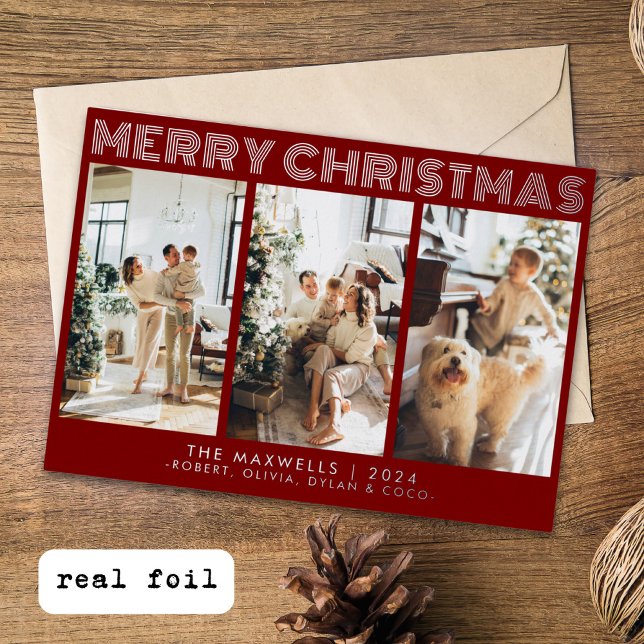 Modern Merry Christmas Red Photo (Creator Uploaded)