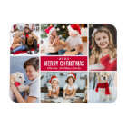 Modern Merry Christmas Red Photo Collage