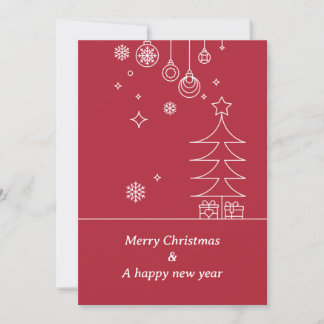 Modern Merry Christmas Red White Holiday Card
