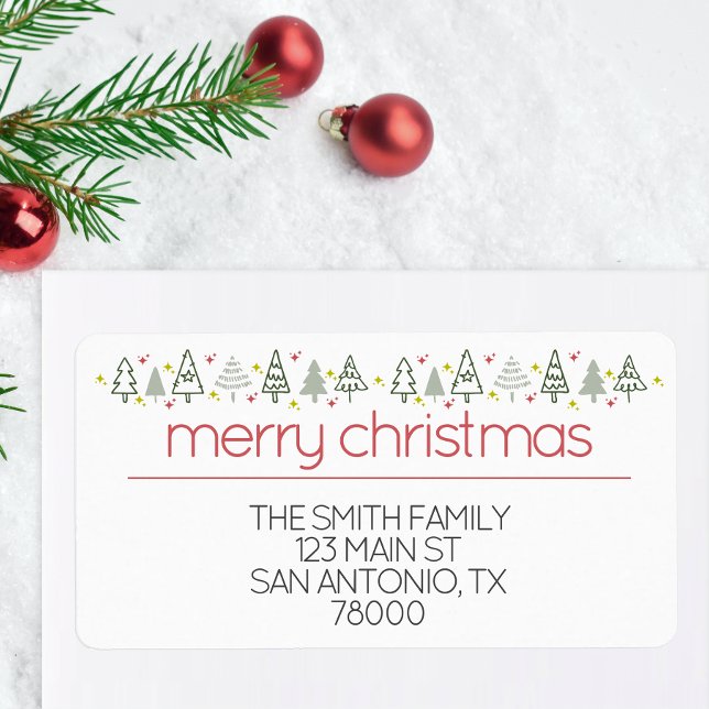 Modern Merry Christmas Return Address Label (Large Christmas Address Labels)