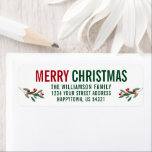 Modern Merry Christmas Return Address Label<br><div class="desc">Modern Merry Christmas Return Address Label includes watercolor holly berries.</div>