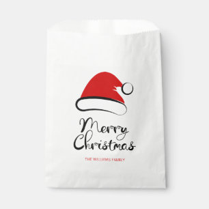 Modern Merry Christmas Santa Hat Favour Bag