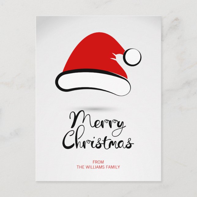 Modern Merry Christmas Santa Hat Postcard (Front)